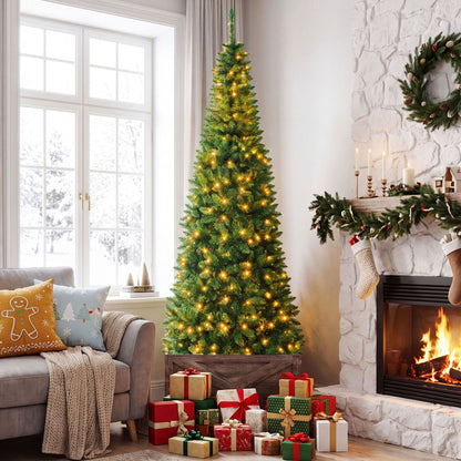 Artificial Pencil Christmas Tree with LED Lights in 3 Sizes-7.5FT