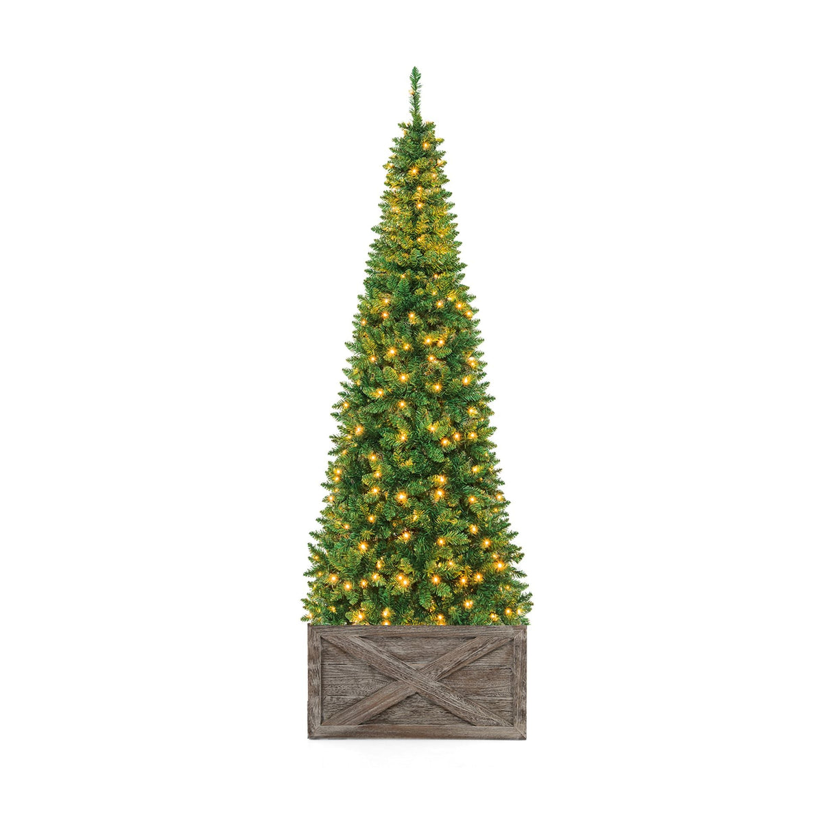 Artificial Pencil Christmas Tree with LED Lights in 3 Sizes-7.5FT