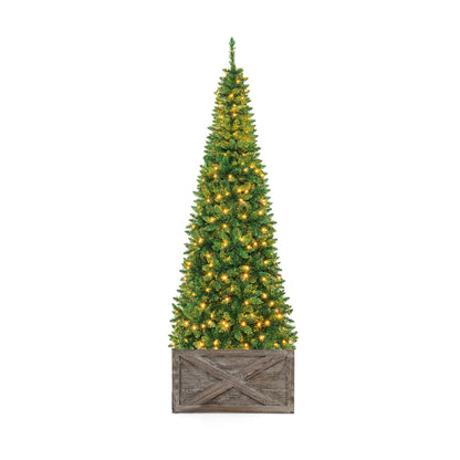 Artificial Pencil Christmas Tree with LED Lights in 3 Sizes-7.5FT