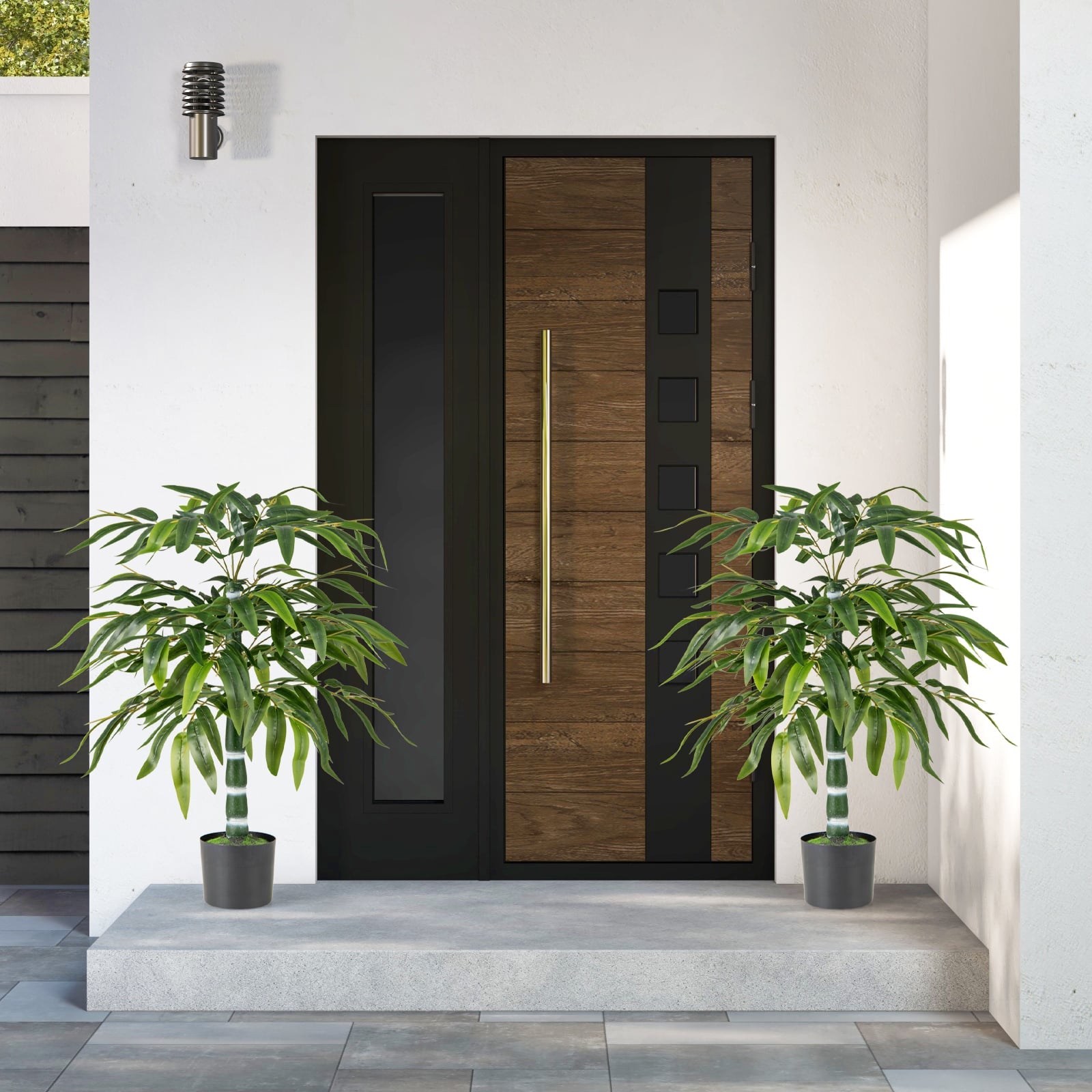 100 CM Artificial Bamboo Tree Set of 2 with Plastic Nursery Pot and Adjustable Branches