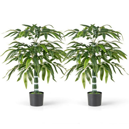 100 CM Artificial Bamboo Tree Set of 2 with Plastic Nursery Pot and Adjustable Branches