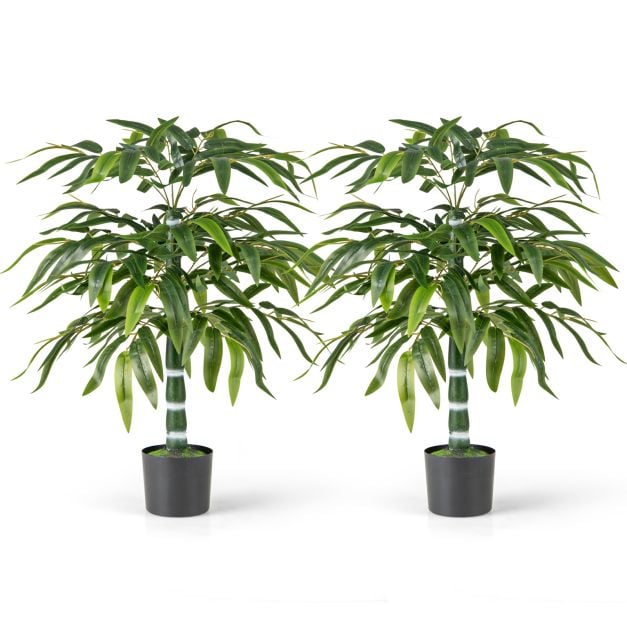 100 CM Artificial Bamboo Tree Set of 2 with Plastic Nursery Pot and Adjustable Branches