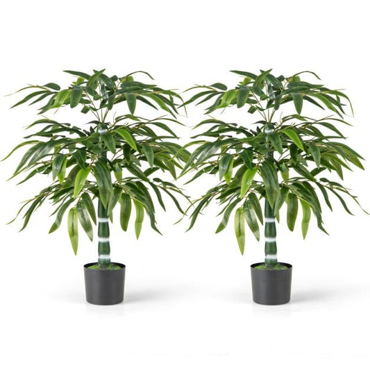 100 CM Artificial Bamboo Tree Set of 2 with Plastic Nursery Pot and Adjustable Branches
