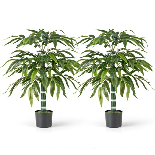 100 CM Artificial Bamboo Tree Set of 2 with Plastic Nursery Pot and Adjustable Branches
