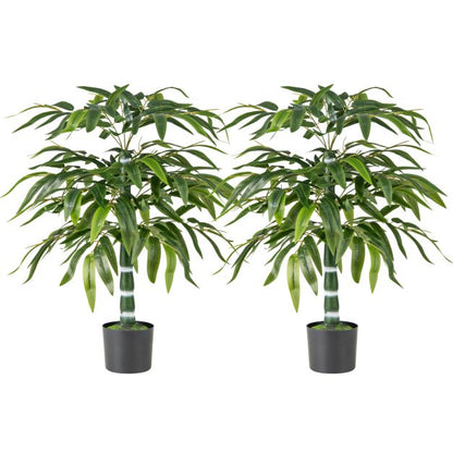 100 CM Artificial Bamboo Tree Set of 2 with Plastic Nursery Pot and Adjustable Branches