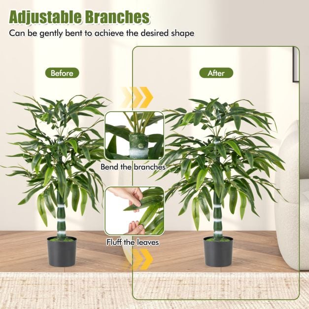 100 CM Artificial Bamboo Tree Set of 2 with Plastic Nursery Pot and Adjustable Branches