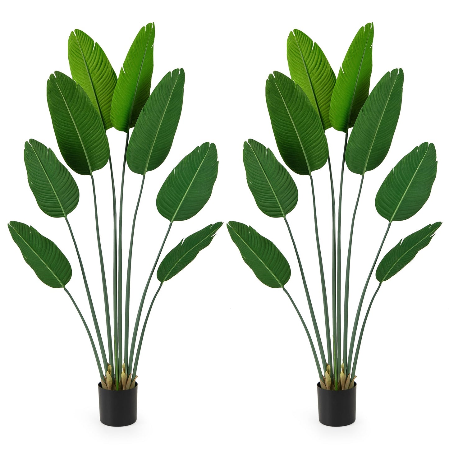 1.9 M Artificial Banana Leaf Tree with 8 Fabric Banana Leaves and Stable Cement-filled Pot