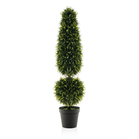 120 CM Artificial Boxwood Topiary Tree with Cement-Filled Flowerpot