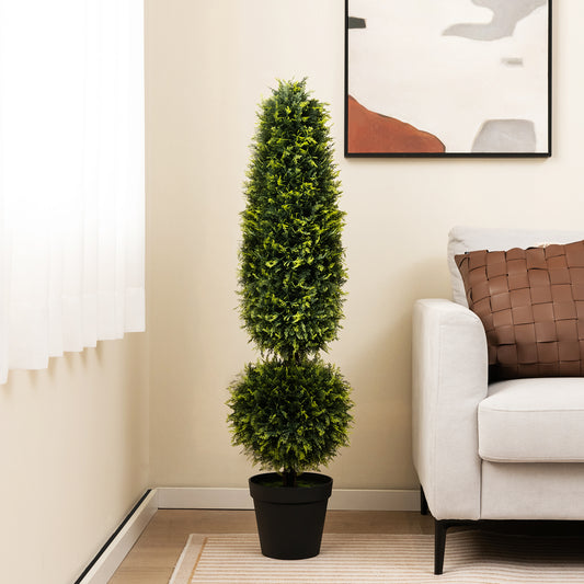 120 CM Sztuczne Drzewo Bukszpanowe Topiary z Doniczką Wypełnioną Cementem