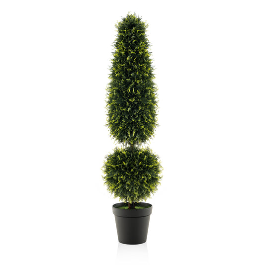 120 CM Sztuczne Drzewo Bukszpanowe Topiary z Doniczką Wypełnioną Cementem