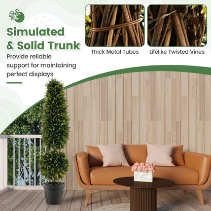 120 CM Artificial Boxwood Topiary Tree with Cement-Filled Flowerpot