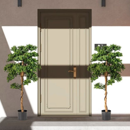 Artificial Boxwood Topiary Tree Potted Plants with PE Leaves-Green