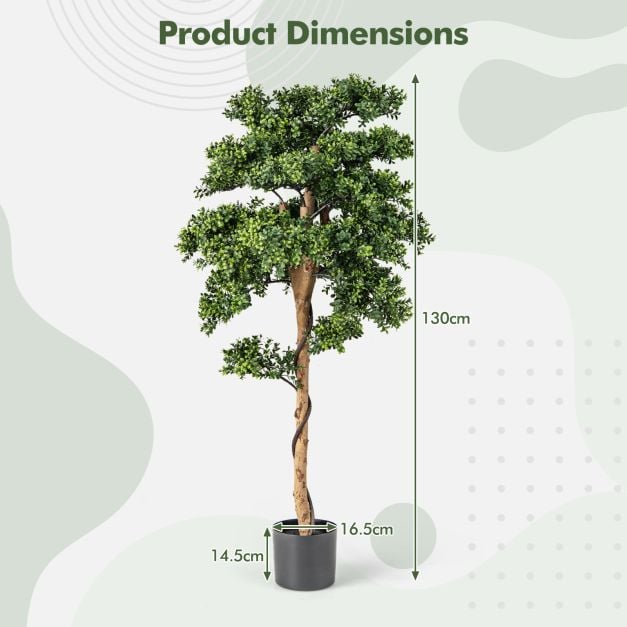 Artificial Boxwood Topiary Tree Potted Plants with PE Leaves-Green