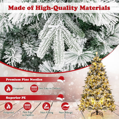 Artificial Christmas Tree with LED Lights, 8 Lighting Modes and Foldable Metal Stand-6 ft