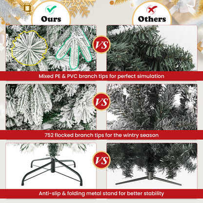 Artificial Christmas Tree with LED Lights, 8 Lighting Modes and Foldable Metal Stand-6 ft