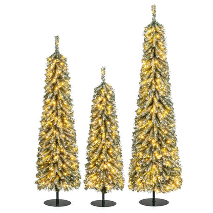 4/5/6FT Artificial Christmas Tree Set of 3 with Realistic Accumulated Snow