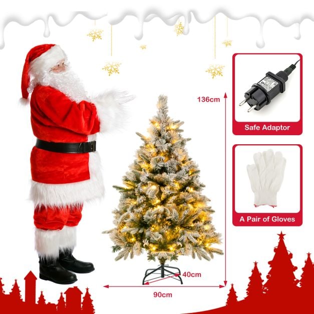 Artificial Christmas Tree with LED Lights, 8 Lighting Modes and Foldable Metal Stand-4.5 ft