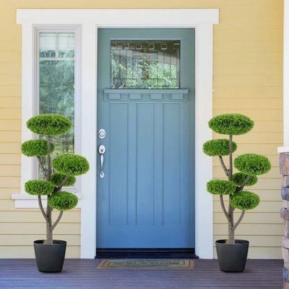 6 Ball Artificial Cypress Topiary Ball Tree with Weighted Pot for Porch