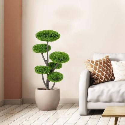 6 Ball Artificial Cypress Topiary Ball Tree with Weighted Pot for Porch