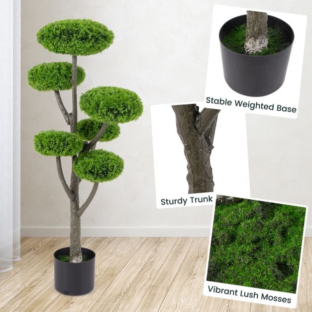 6 Ball Artificial Cypress Topiary Ball Tree with Weighted Pot for Porch