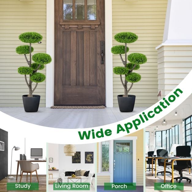 6 Ball Artificial Cypress Topiary Ball Tree with Weighted Pot for Porch