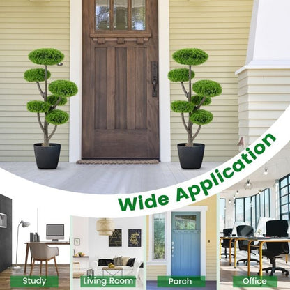 6 Ball Artificial Cypress Topiary Ball Tree with Weighted Pot for Porch