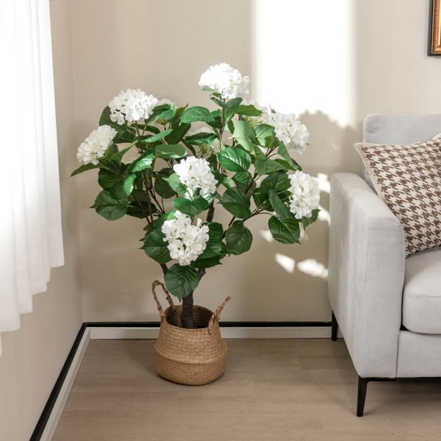 Artificial Hydrangea Tree with 11 White Flowers-1 Piece