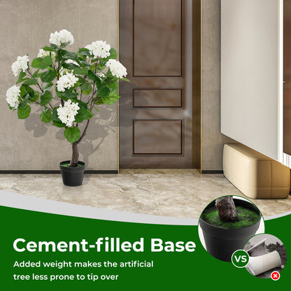 Artificial Hydrangea Tree with 11 White Flowers-1 Piece