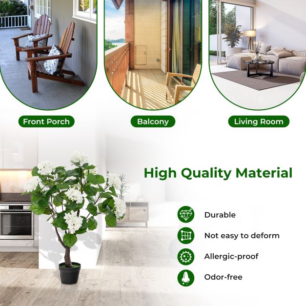 Artificial Hydrangea Tree with 11 White Flowers-1 Piece