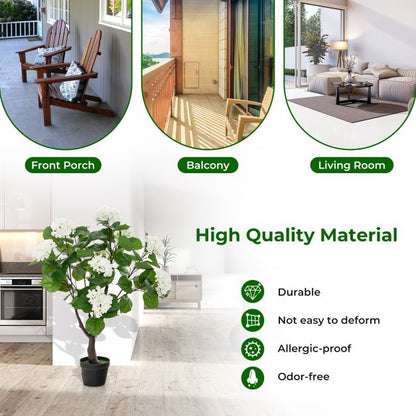 Artificial Hydrangea Tree with 11 White Flowers-1 Piece