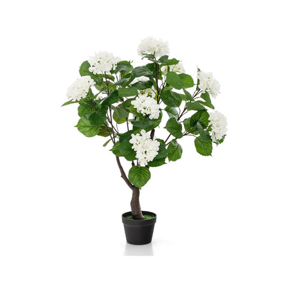 Artificial Hydrangea Tree with 11 White Flowers-2 Pieces