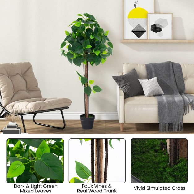 Artificial Hydrangea Tree Fake Potted Silk Tree with Realistic Hydrangea Leaves