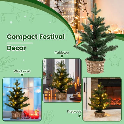 Pre-lit Artificial Mini Christmas Tree with 96 Branch Tips