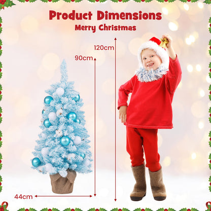 90 CM Artificial Mini Christmas Tree with 12 Natural Cotton Balls-Blue