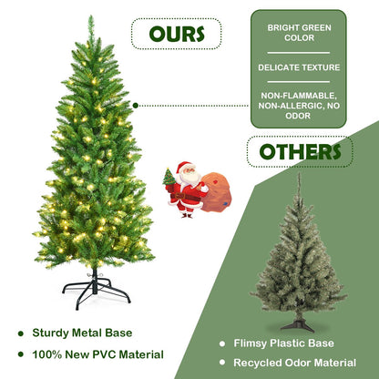 Artificial Pencil Christmas Tree with 250 Warm White UL-listed Lights-5FT