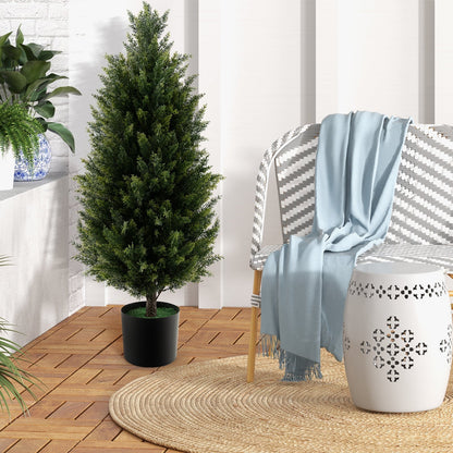 93 CM Artificial Topiary Cedar Tree with Cement Plastic Pot