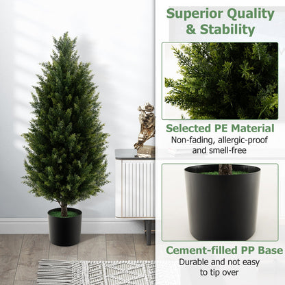 93 CM Artificial Topiary Cedar Tree with Cement Plastic Pot