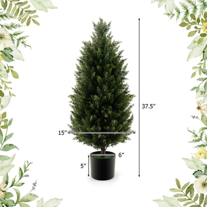 93 CM Artificial Topiary Cedar Tree with Cement Plastic Pot