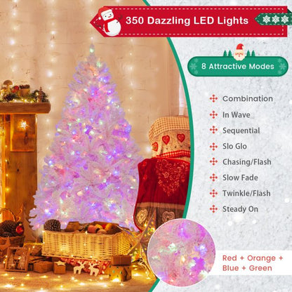 Flocked Artificial Xmas Tree with 808 PVC Branch Tips and 350 LED Lights