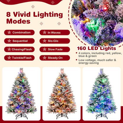 4.5 FT Artificial Xmas Tree with Pine Needles, LED Lights and Pinecones