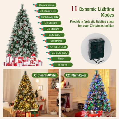 6/7 Feet Artificial Xmas Tree with Fiber Optics and 8 Lighting Modes