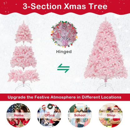 Flocked Artificial Xmas Tree with 808 PVC Branch Tips and 350 LED Lights