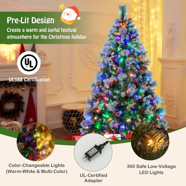 6/7 Feet Artificial Xmas Tree with Fiber Optics and 8 Lighting Modes