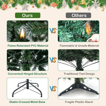 6/7 Feet Artificial Xmas Tree with Fiber Optics and 8 Lighting Modes-7 ft