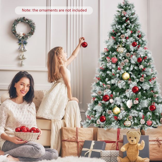 6/7 Feet Artificial Xmas Tree with Fiber Optics and 8 Lighting Modes-7 ft