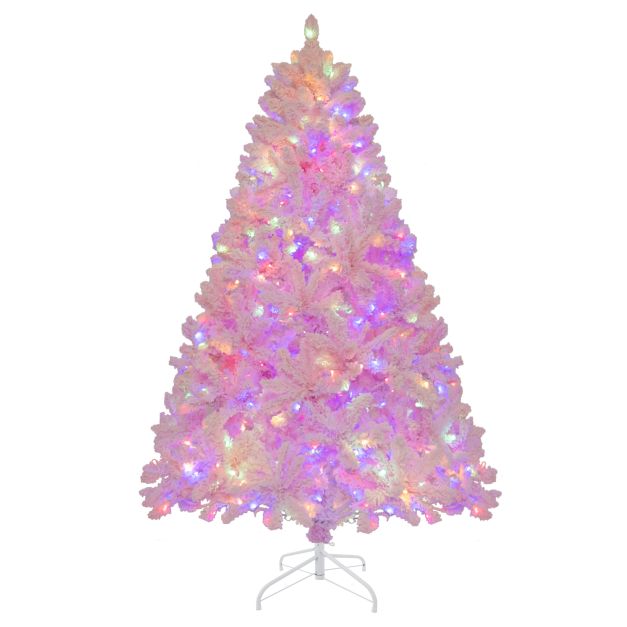 Flocked Artificial Xmas Tree with 808 PVC Branch Tips and 350 LED Lights
