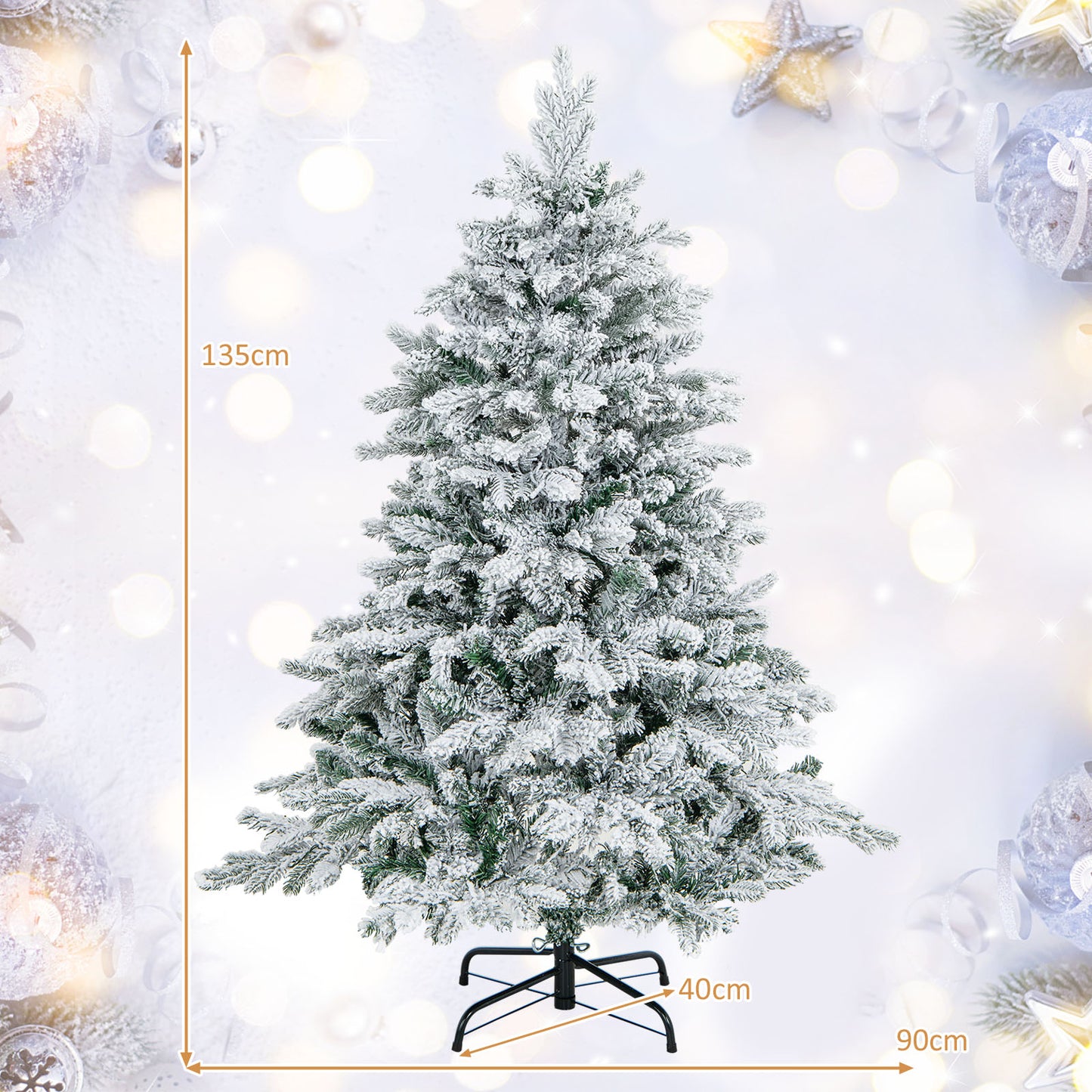 Artificial Xmas Tree Flocked Christmas Tree with Branch Tips-S