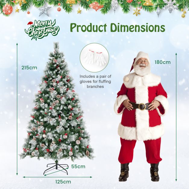 6/7 Feet Artificial Xmas Tree with Fiber Optics and 8 Lighting Modes-7 ft