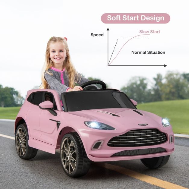 Aston Matin Licensed Kids Ride on Vehicle with Horn Music and LED Lights-Pink
