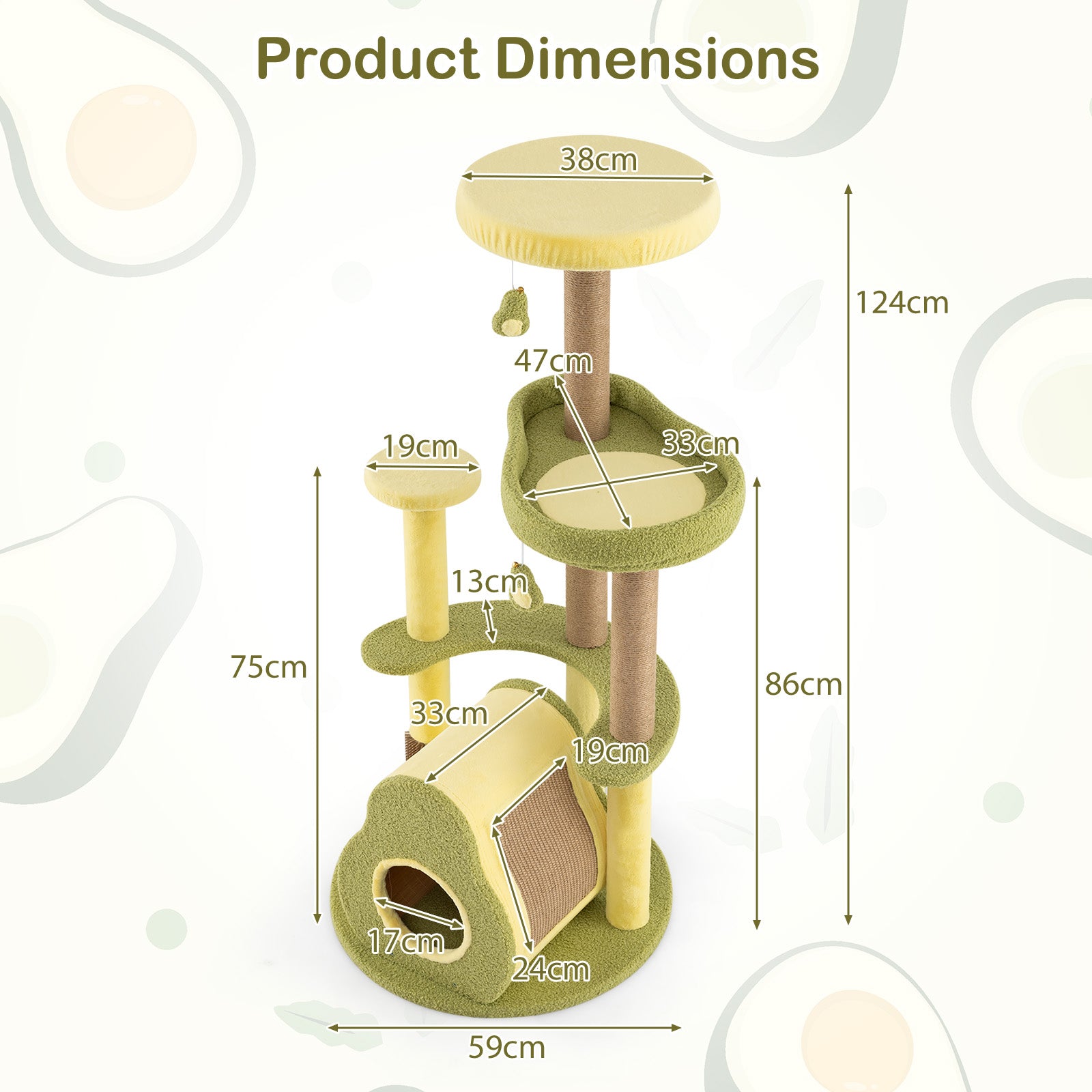 Avocado Cat Tree with Private Condo and Jumping Platforms-Green